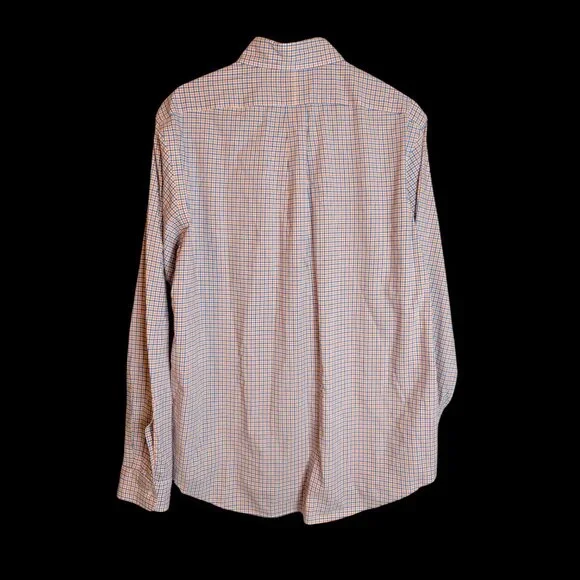 Ralph Lauren Shirt Mens Large Orange Blue Plaid Oxford Pony Preppy Long Sleeve - Picture 6 of 6